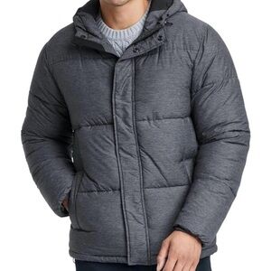 Men's Midweight Hooded Puffer Jacket-Small-Gray-Goodfellow & Co.